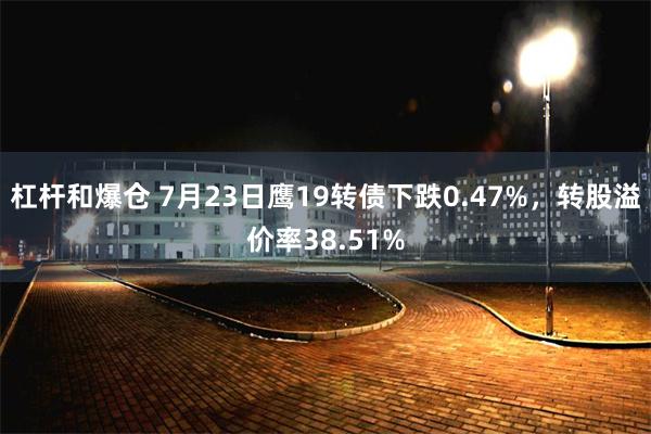 杠杆和爆仓 7月23日鹰19转债下跌0.47%，转股溢价率38.51%