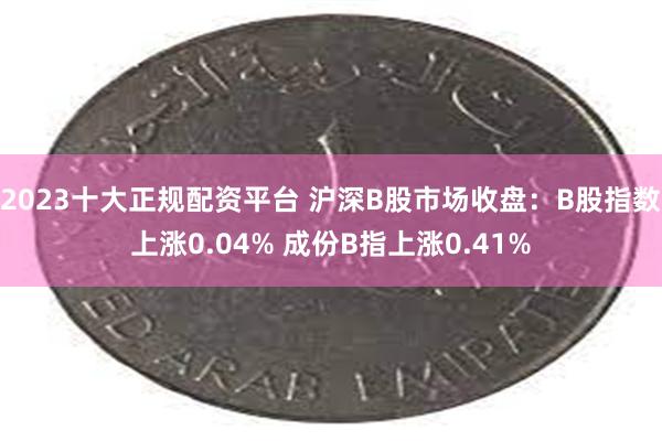 2023十大正规配资平台 沪深B股市场收盘：B股指数上涨0.04% 成份B指上涨0.41%