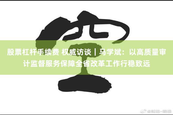 股票杠杆手续费 权威访谈｜马学斌：以高质量审计监督服务保障全省改革工作行稳致远