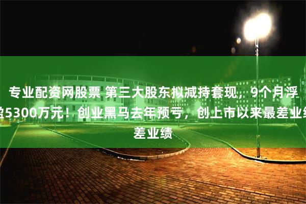 专业配资网股票 第三大股东拟减持套现，9个月浮盈5300万元！创业黑马去年预亏，创上市以来最差业绩